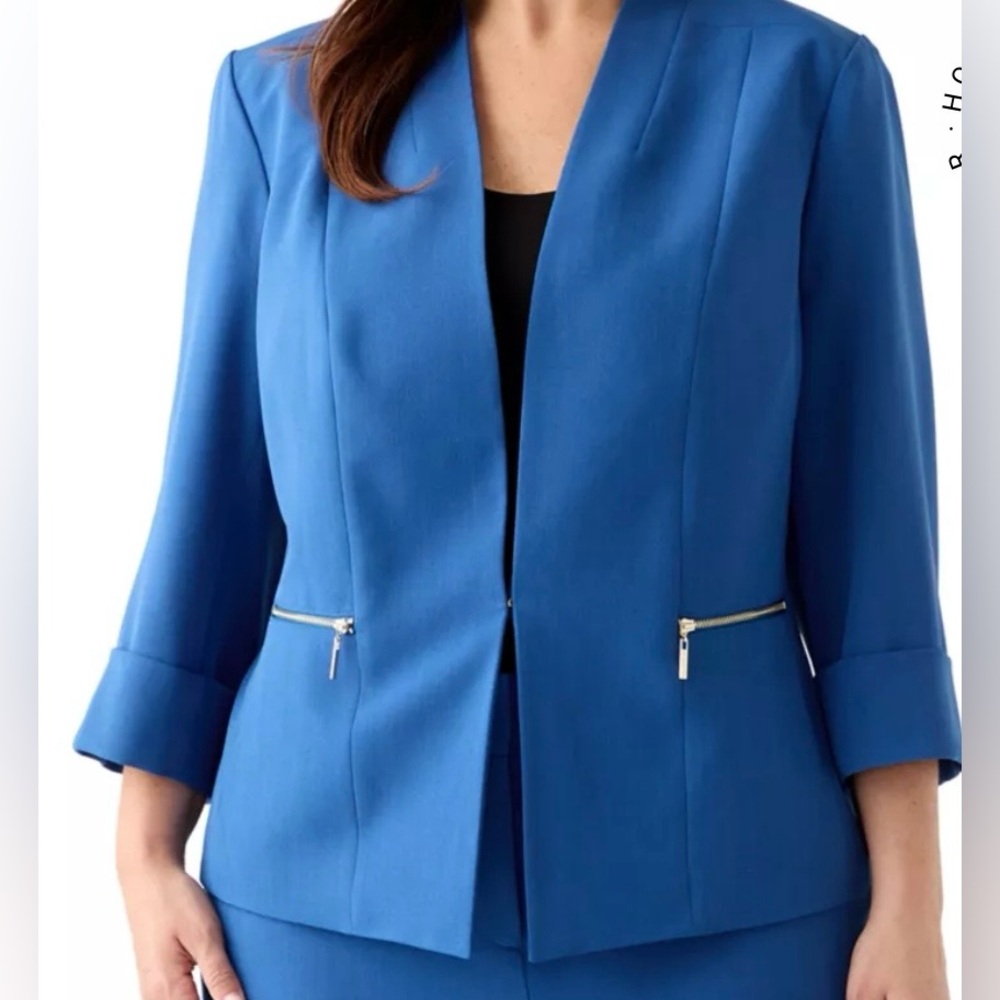 Kasper/ NWT/ Plus Size 3/4-Sleeve Collarless Blazer/ color Blue Night / Size 22